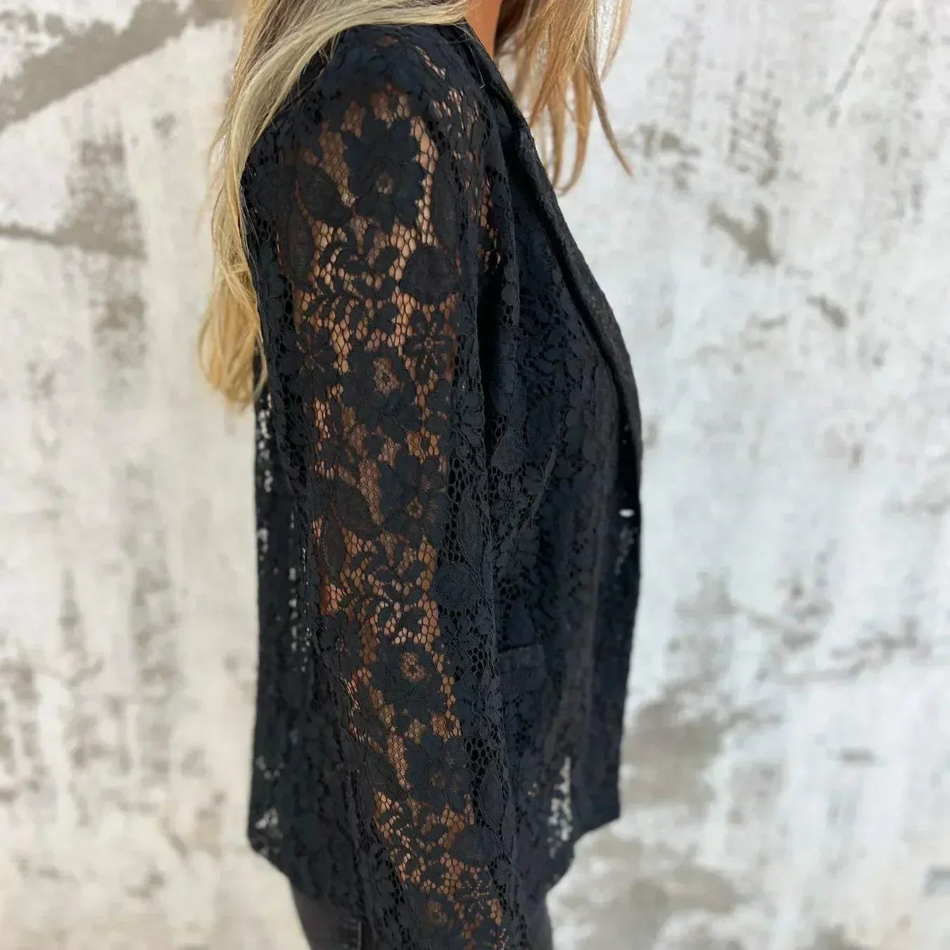 Blazer med Spetsmesh Hela Vägen Över