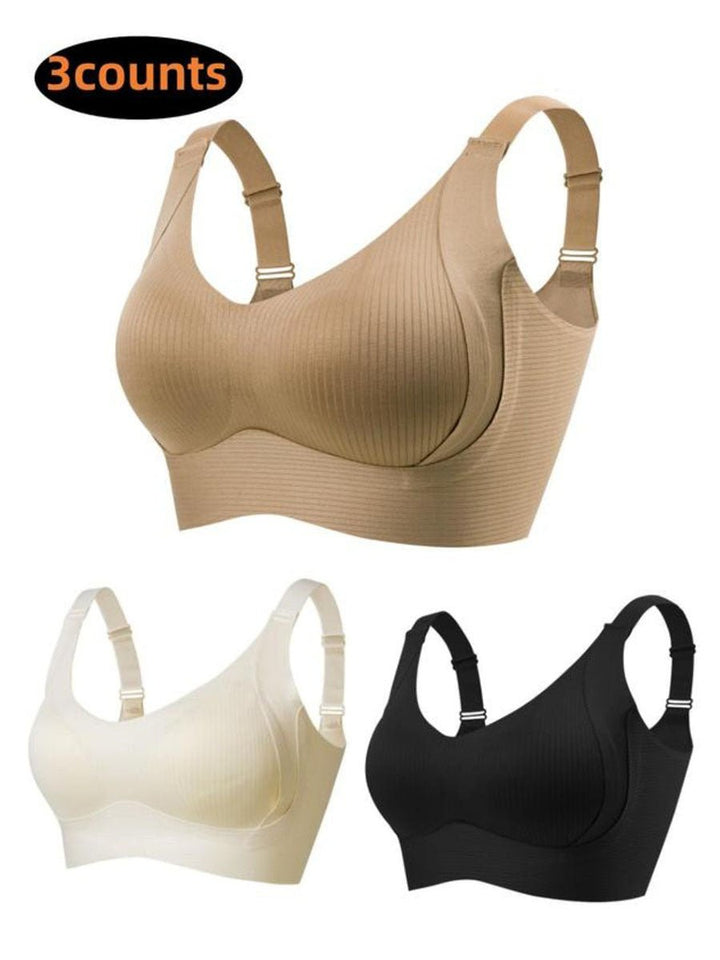 🎁 Massiva rabatter 🔥 💕 Diskret randig sömlös bh med W-stöd – Komfort och stil!