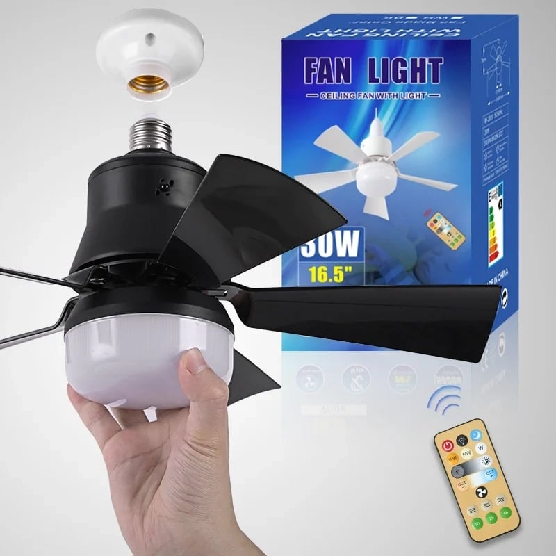 🔥 SmartBreez™ 40W LED-takfläkt med lampa – 20,5” ultratyst med fjärrkontroll 🎯 | E27 + GRATIS B22-adapter 🔌 | För sovrum 😴, kök 👩‍🍳 & garage 🛠️