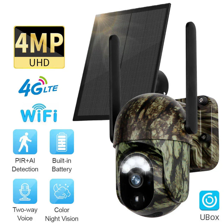 🔥🎥 4G LTE trådlös solcellsövervakningskamera CB114S – 💎 2K HD realtidsförhandsvisning, 360° panoramautsikt, ingen Wi-Fi krävs, fjärrkontroll via app, vattentät, rörelsedetektering, mörkerseende, lämplig för utomhusbruk