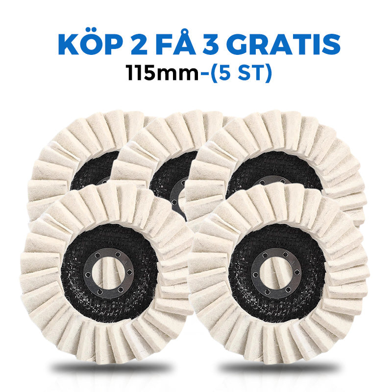 ✨ KÖP 1, FÅ 1 GRATIS ! 🔥 Polerskiva med Flik av Ullfilt – Enkel att Använda, Skonsam mot Ytor & Professionellt Resultat