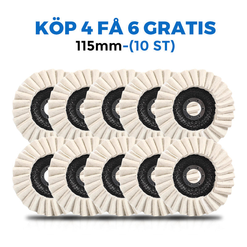 ✨ KÖP 1, FÅ 1 GRATIS ! 🔥 Polerskiva med Flik av Ullfilt – Enkel att Använda, Skonsam mot Ytor & Professionellt Resultat