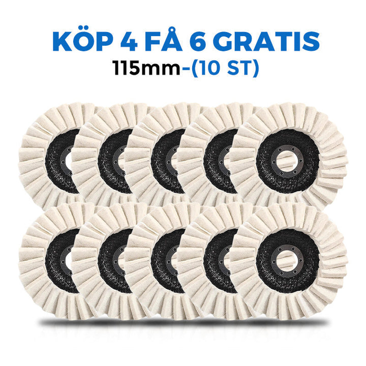 ✨ KÖP 1, FÅ 1 GRATIS ! 🔥 Polerskiva med Flik av Ullfilt – Enkel att Använda, Skonsam mot Ytor & Professionellt Resultat