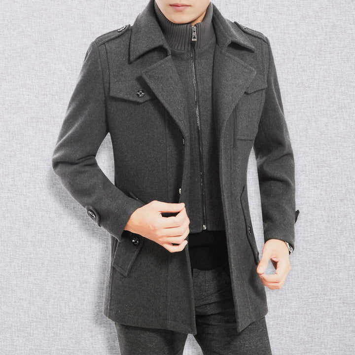 ⏳Tidsbegränsat erbjudande⏰Herrkappa i ull med dubbel halsringning, medellångt och långt ullkappa