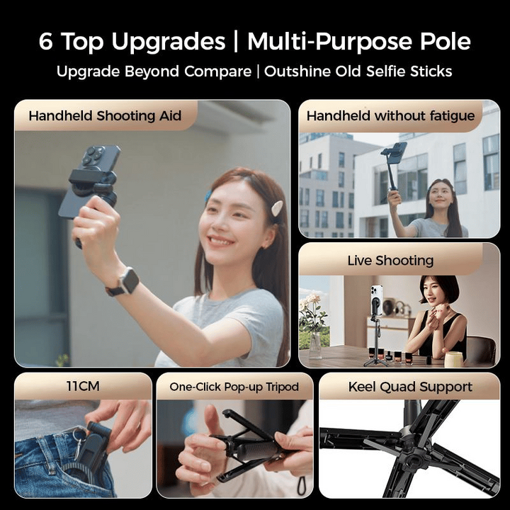 📱Heta nya produkter🔥4-i-1 multifunktionell magnetisk selfiepinne med 360° rotation