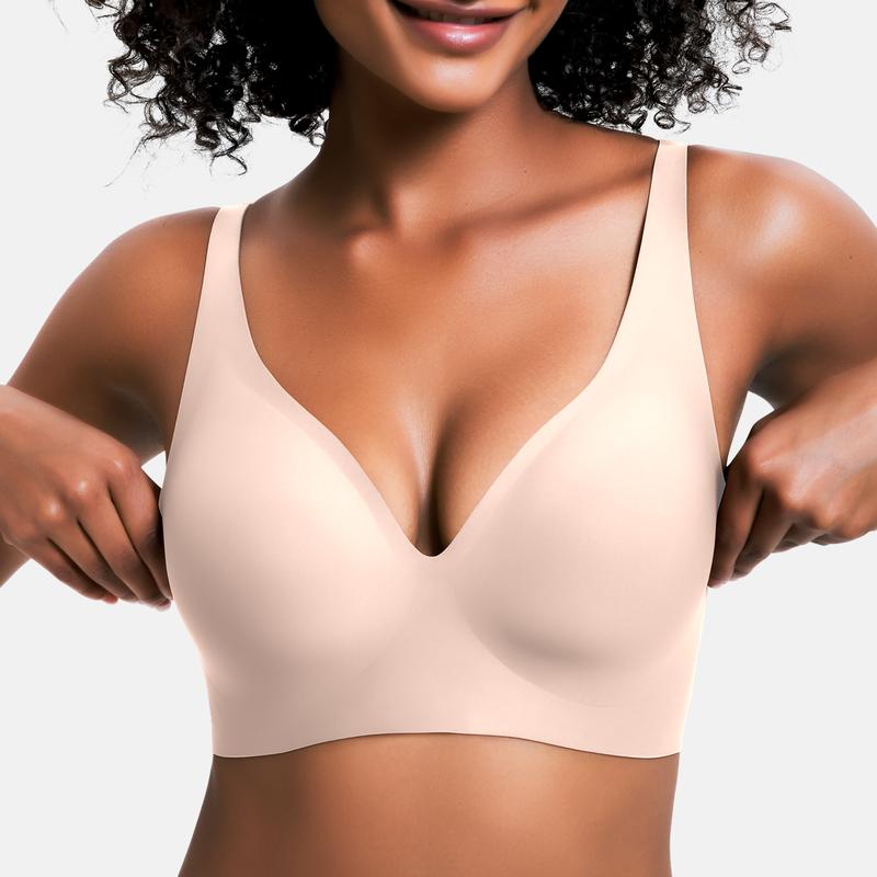 💕Gelé Trådlöst Kvinnors Bekväma Trådlösa BH Push Up Bralettes Sömlösa T-shirts BH Djup V Vardags BH