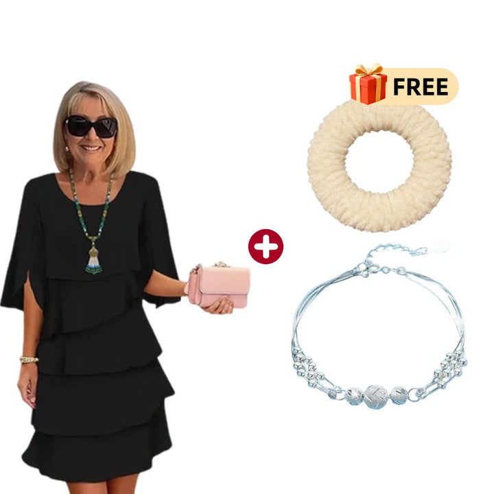 🎁 50% OFF! Women's Elegant Layered Ruffle Sleeve Dress – Effortless Style for Every Occasion 💃