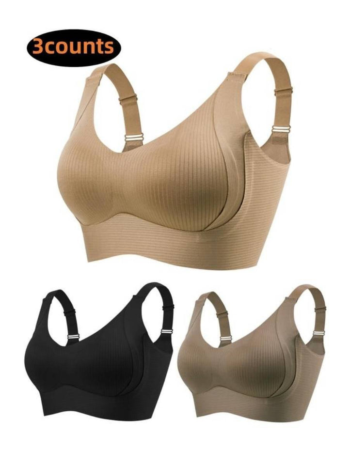 🎁 Massiva rabatter 🔥 💕 Diskret randig sömlös bh med W-stöd – Komfort och stil!