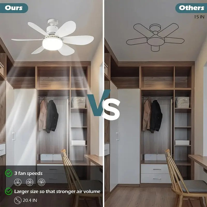 🔥 SmartBreez™ 40W LED-takfläkt med lampa – 20,5” ultratyst med fjärrkontroll 🎯 | E27 + GRATIS B22-adapter 🔌 | För sovrum 😴, kök 👩‍🍳 & garage 🛠️