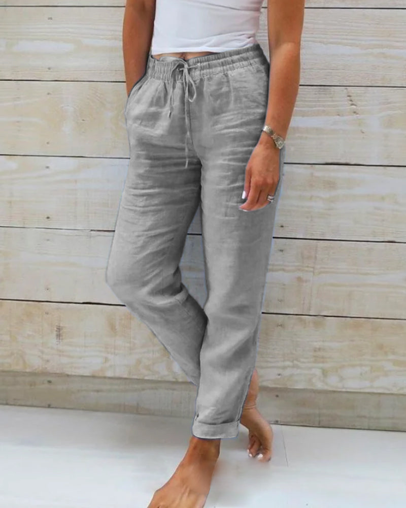 💖 Nya dambyxor i bomull och linne med dragsko 👖