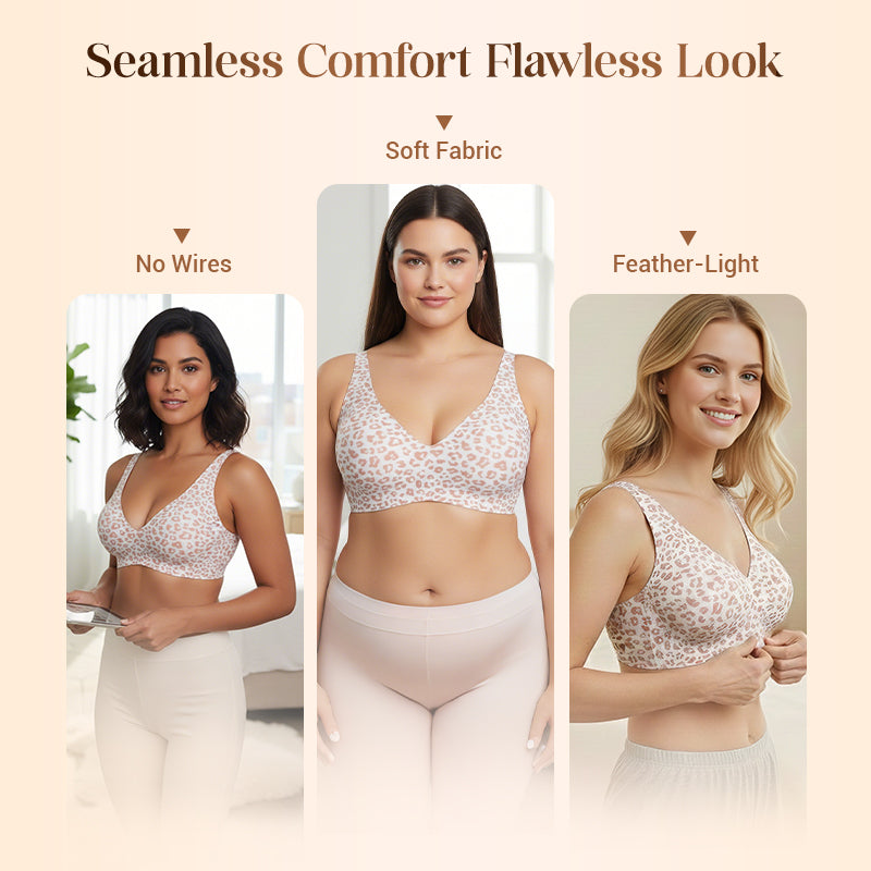 💕Gelé Trådlöst Kvinnors Bekväma Trådlösa BH Push Up Bralettes Sömlösa T-shirts BH Djup V Vardags BH