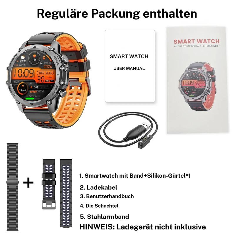 1,52'' HD-smartklocka för män – telefonsamtal och musikstyrning – flera sportlägen – vattentät enligt IP68 – lång batteritid – fitnessklocka för Android och iPhone