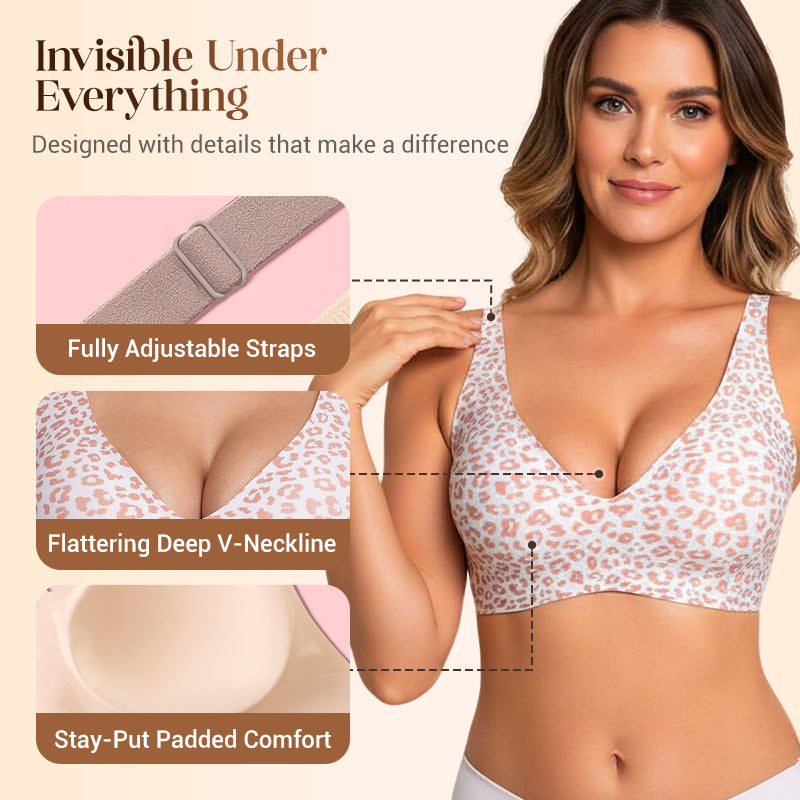 💕Gelé Trådlöst Kvinnors Bekväma Trådlösa BH Push Up Bralettes Sömlösa T-shirts BH Djup V Vardags BH