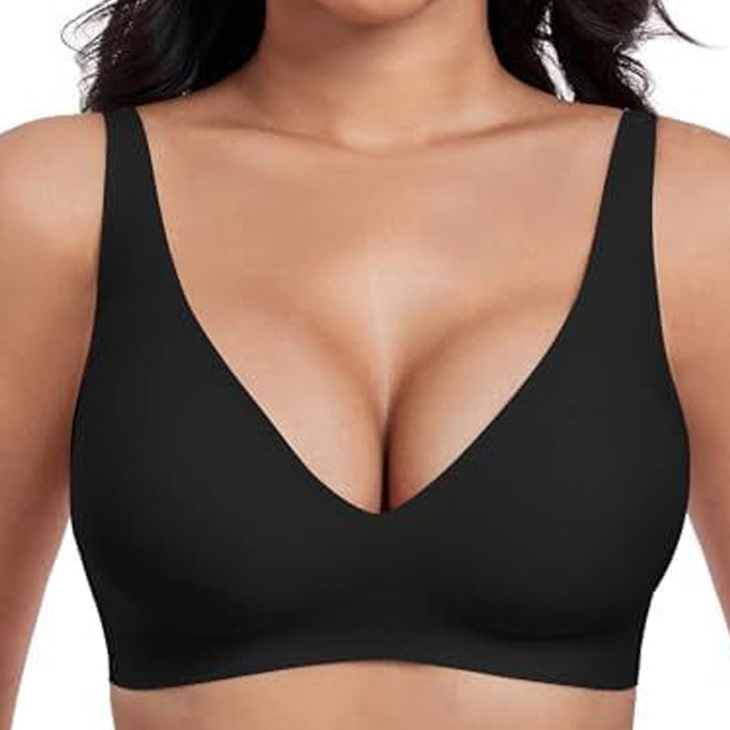 💕Gelé Trådlöst Kvinnors Bekväma Trådlösa BH Push Up Bralettes Sömlösa T-shirts BH Djup V Vardags BH