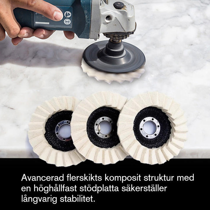 ✨ KÖP 1, FÅ 1 GRATIS ! 🔥 Polerskiva med Flik av Ullfilt – Enkel att Använda, Skonsam mot Ytor & Professionellt Resultat