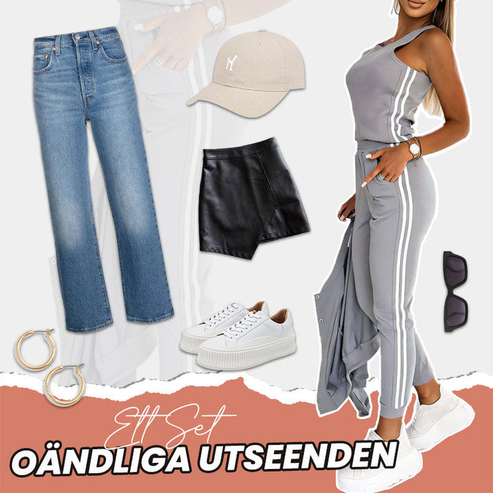 Tredelat set med basebolljacka och byxor för kvinnor