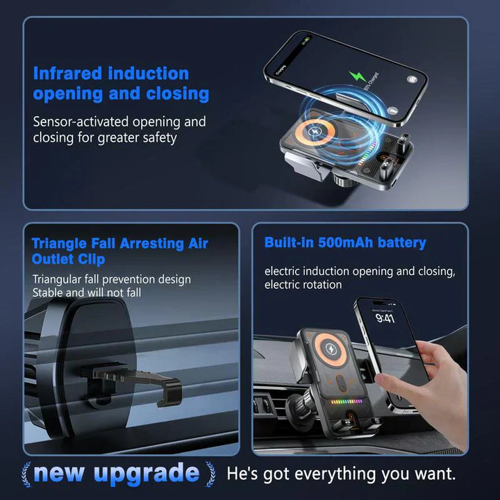 🚗 50% RABATT! 📱 2-i-1 Bilhållare & Trådlös Laddare – Roterbar Magnetisk Fäste, Snabbladdning & Universell Kompatibilitet 🔋