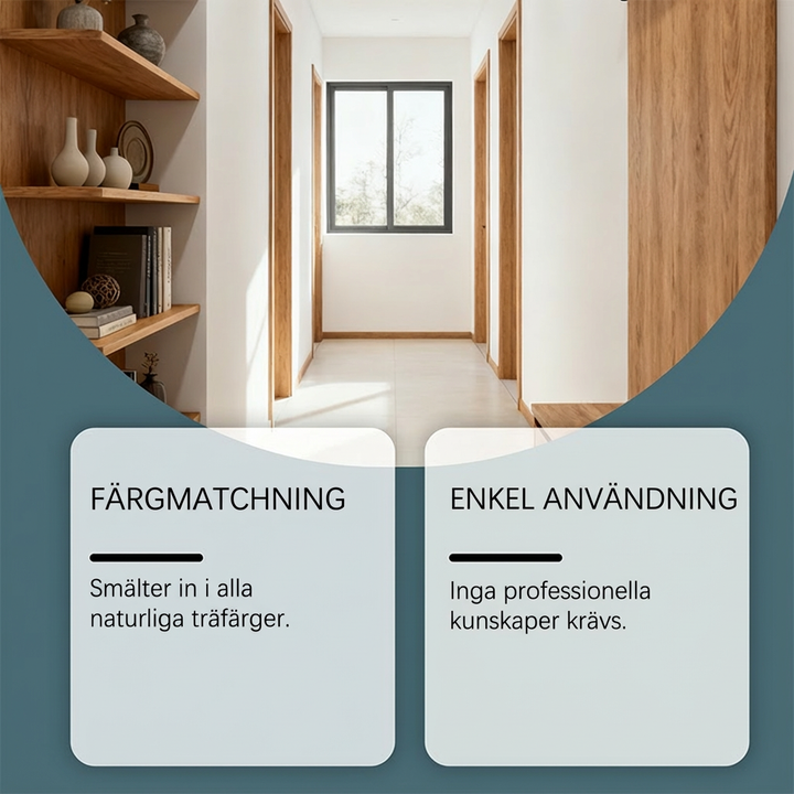 Tvåfärgad reparations och vårdspray för trägolv