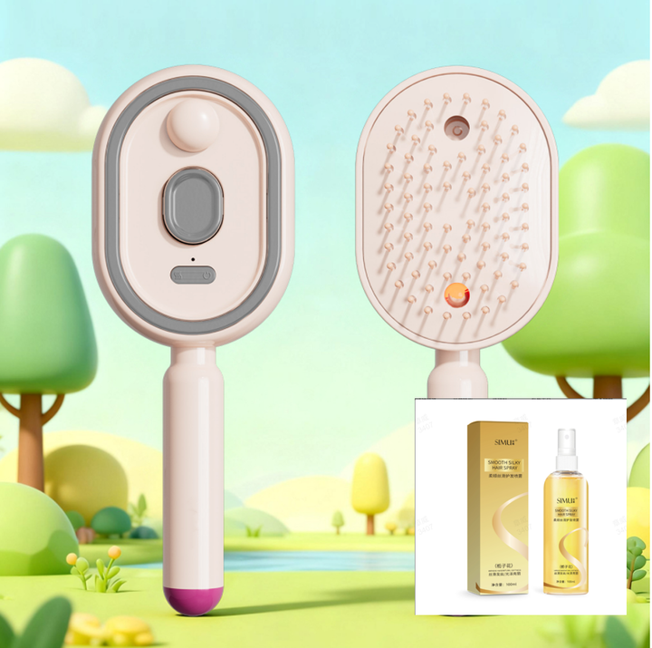 💧 Elektrisk spray & massage hårborste – lindrande hårbottenmassage, fin dimspray & slät hårvård, red ut trassel, näring & avkoppling ✨
