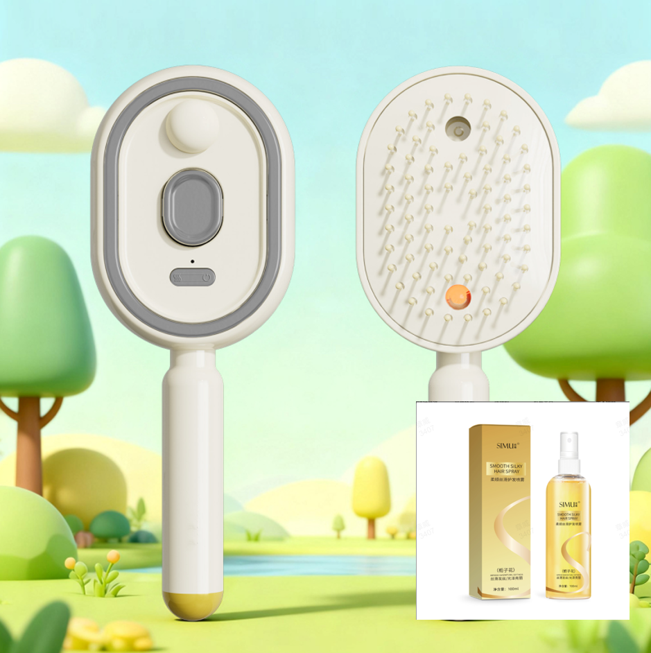 💧 Elektrisk spray & massage hårborste – lindrande hårbottenmassage, fin dimspray & slät hårvård, red ut trassel, näring & avkoppling ✨
