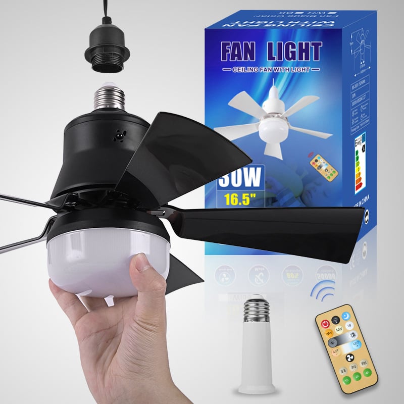 🔥 SmartBreez™ 40W LED-takfläkt med lampa – 20,5” ultratyst med fjärrkontroll 🎯 | E27 + GRATIS B22-adapter 🔌 | För sovrum 😴, kök 👩‍🍳 & garage 🛠️