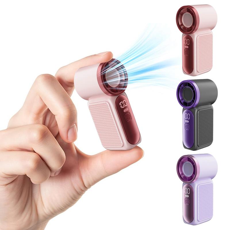Minihårdfläkt med LED-display –👍Fläkt i fickformat med 5 hastigheter och turbofunktion.✨USB-uppladdningsbar, snabb kylning för resor och sminkning. Perfekt  present.  Bärbar kylning