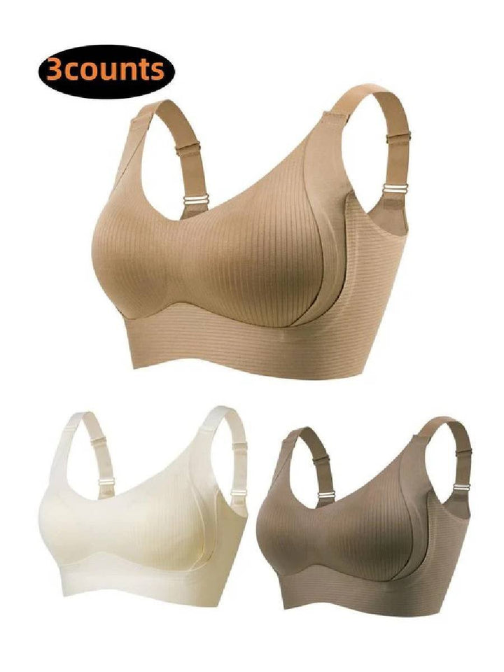 🎁 Massiva rabatter 🔥 💕 Diskret randig sömlös bh med W-stöd – Komfort och stil!