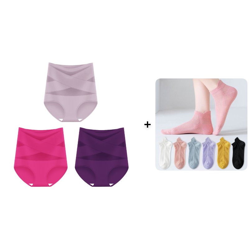 ✨Sista dagen-Köp 1 få 3 förpackningar✨Plus-storlek högmidjade trosor med magkontroll