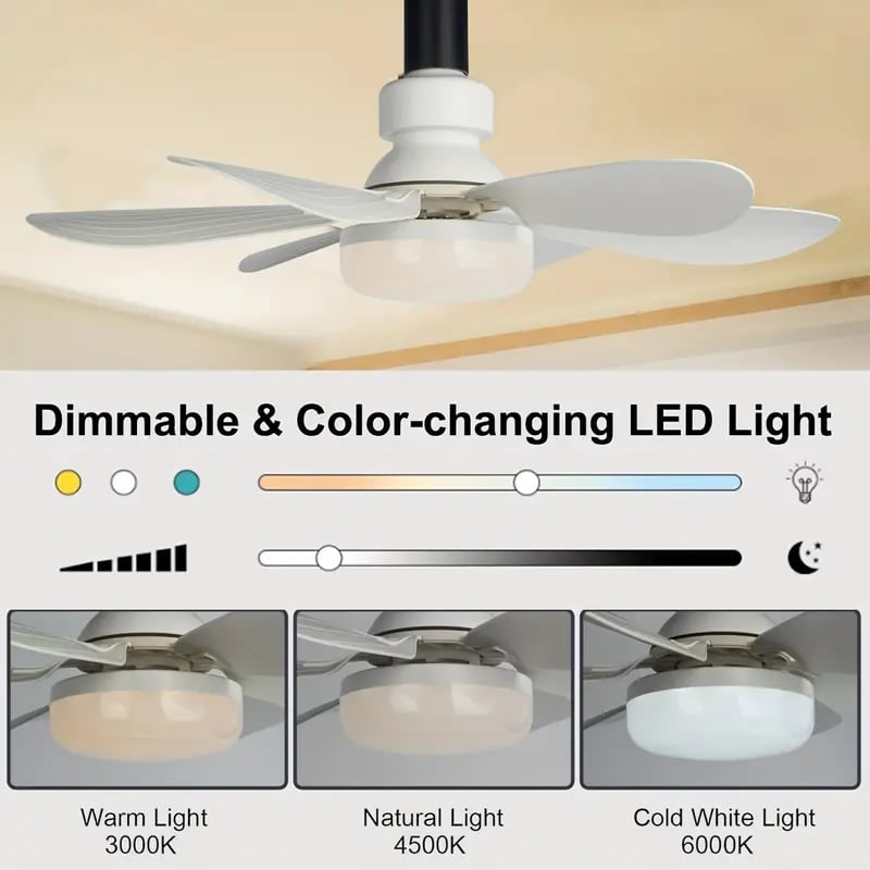 🔥 SmartBreez™ 40W LED-takfläkt med lampa – 20,5” ultratyst med fjärrkontroll 🎯 | E27 + GRATIS B22-adapter 🔌 | För sovrum 😴, kök 👩‍🍳 & garage 🛠️