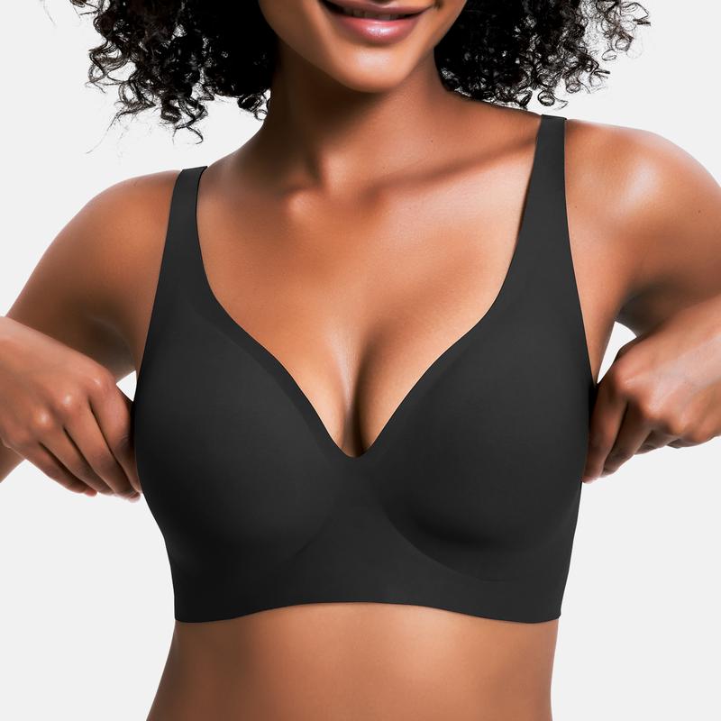 💕Gelé Trådlöst Kvinnors Bekväma Trådlösa BH Push Up Bralettes Sömlösa T-shirts BH Djup V Vardags BH