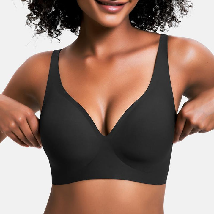 💕Gelé Trådlöst Kvinnors Bekväma Trådlösa BH Push Up Bralettes Sömlösa T-shirts BH Djup V Vardags BH