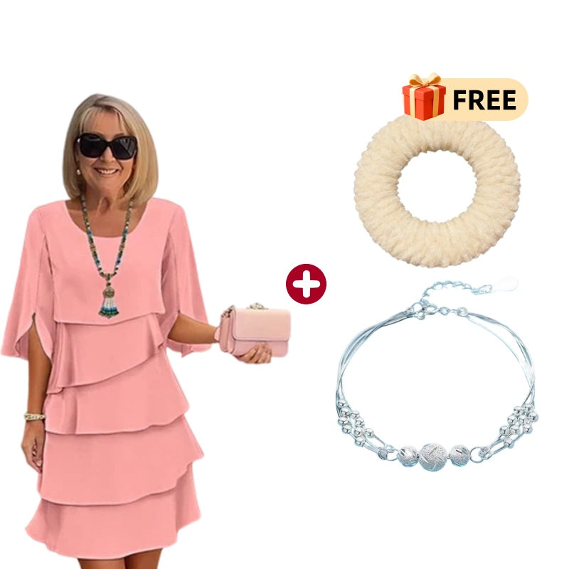 🎁 50% OFF! Women's Elegant Layered Ruffle Sleeve Dress – Effortless Style for Every Occasion 💃