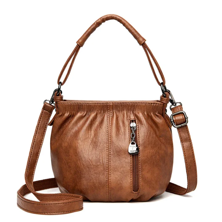 ⏰ Endast nu 50% rabatt!👜✨ Avslappnad veckad väska i mjukt läder ✨ – Praktisk bucket-väska med stil 💼 Lätt, slitstark och perfekt för vardagsbruk! 🌟