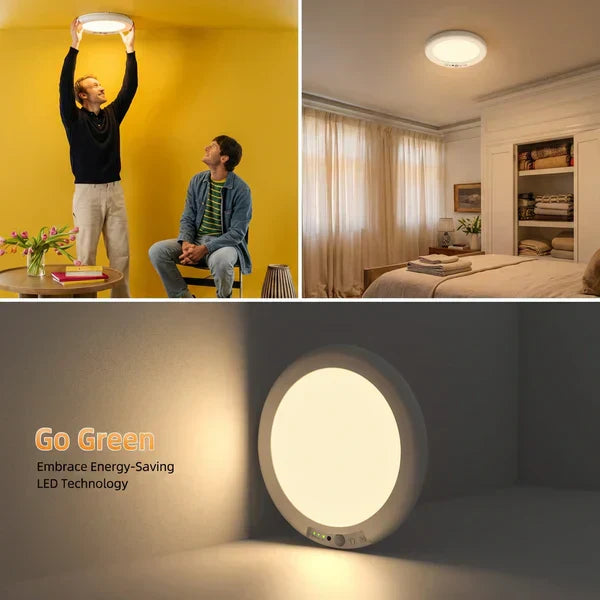 💡Uppladdningsbar Rörelsesensor Taklampa med Fjärrkontroll - Magnetisk Trådlös Taklampa Batteridrivna