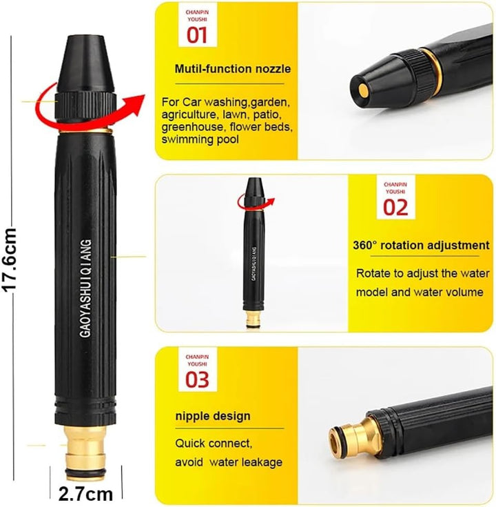⏰SISTA DAGEN! KÖP 2, FÅ 1 GRATIS!!🔥Hemmagjord högtryckstvättspistol med booster-munstycke och slang – ett måste för att vattna växter och grönsaker samt tvätta bilen. 👍💦