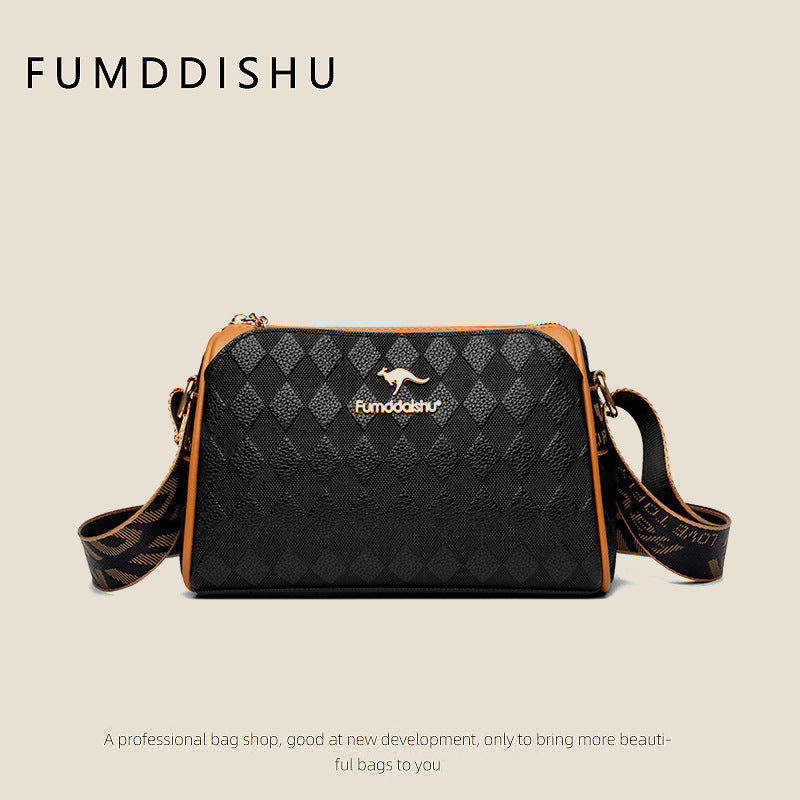 [Bästa presenten till henne] Crossbody-väska med diamantmönster och stor kapacitet i tre lager