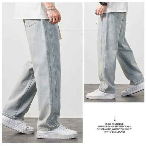 👖Ny produktlansering💐 Löst sittande raka jeans för män