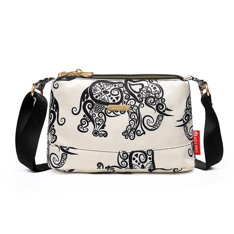 Tryckt crossbody-väska med flera fickor för kvinnor