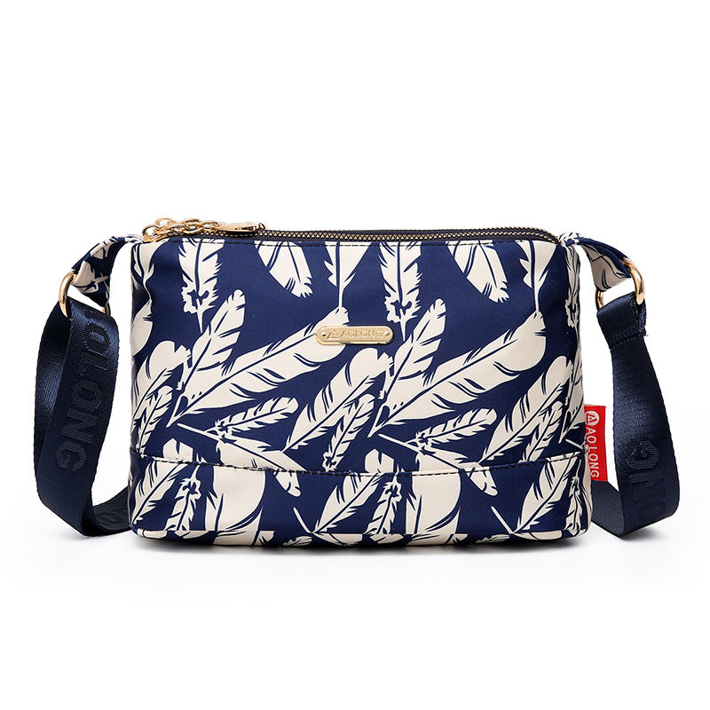 Tryckt crossbody-väska med flera fickor för kvinnor