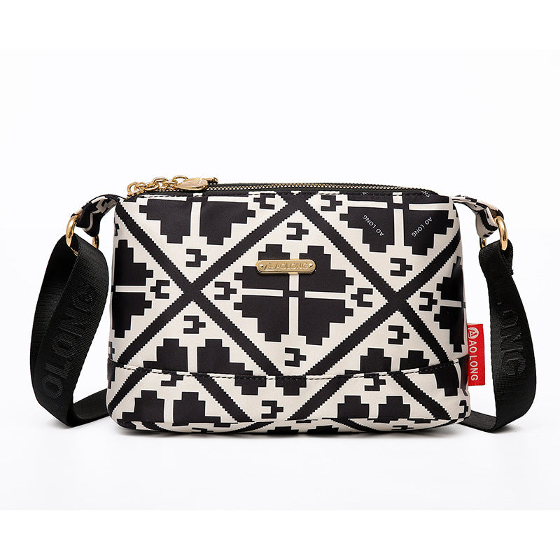 Tryckt crossbody-väska med flera fickor för kvinnor