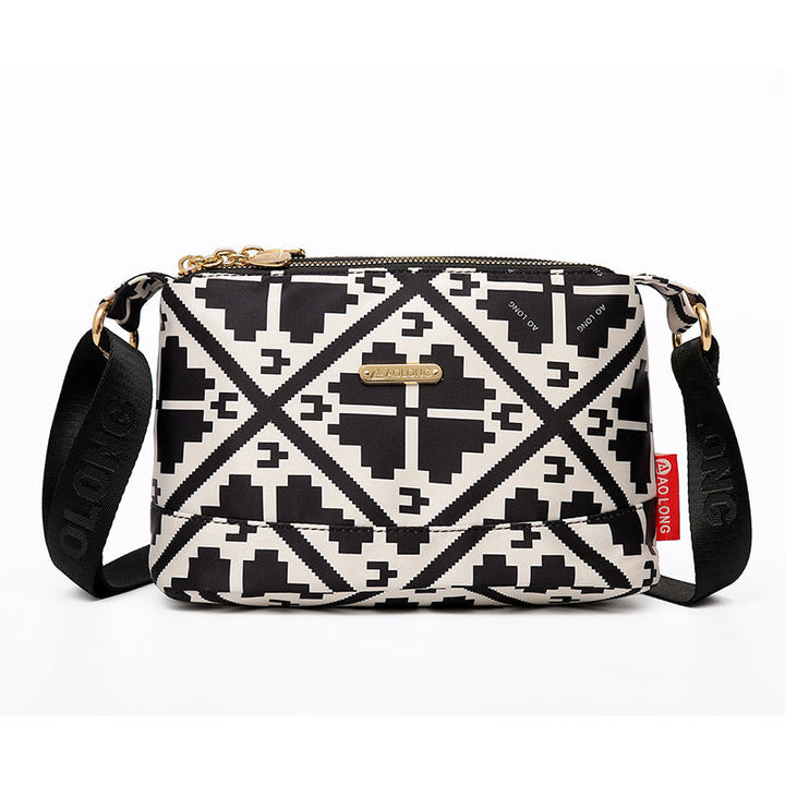 Tryckt crossbody-väska med flera fickor för kvinnor