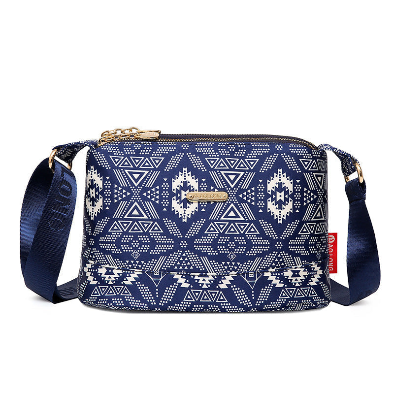 Tryckt crossbody-väska med flera fickor för kvinnor