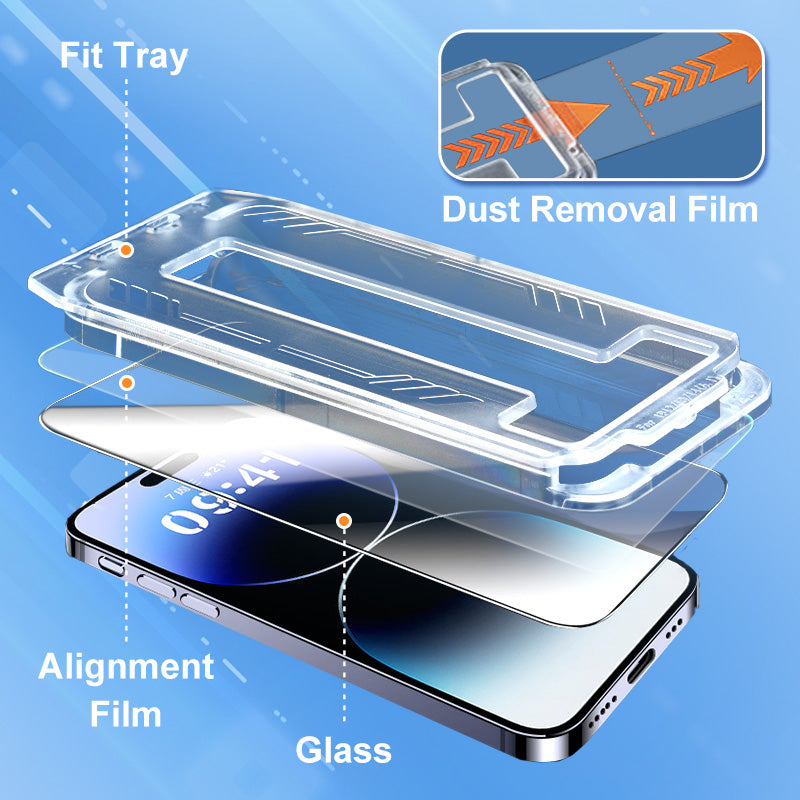 iPhone härdat glas med insynsskydd - Inga bubblor, inget damm