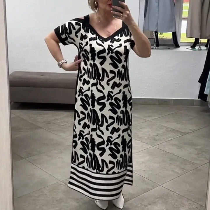 Nya sommarklänningar - Off-Shoulder V-Neck Fashionable Breathable Dress