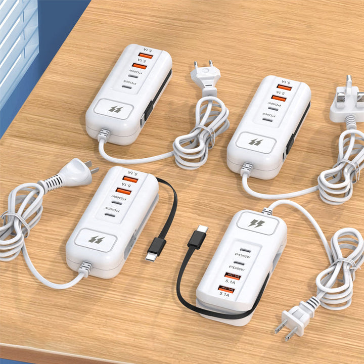 Multifunktionellt snabbladdningsuttag - 2PD + 2USB