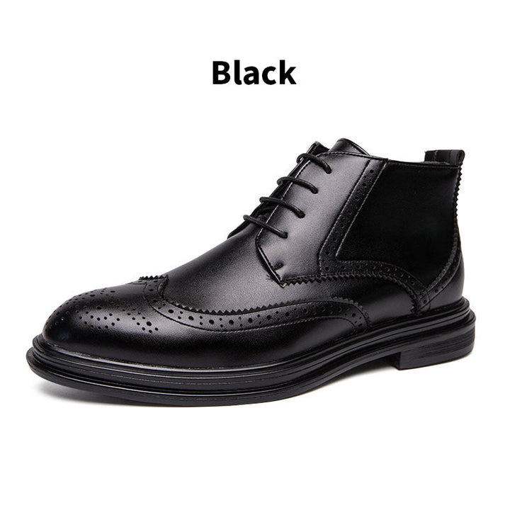 Snörning och snidade Wingtip Brogue-stövlar för män