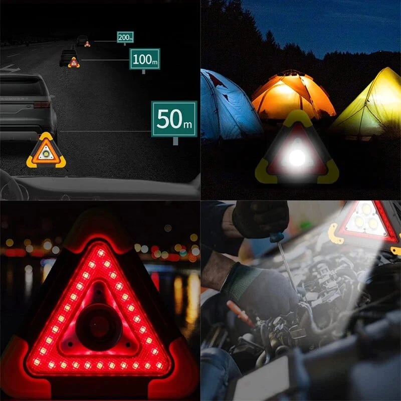 🚗🆘3-i-1 triangulär solcellsdriven nödblinkers för vägkanten✨