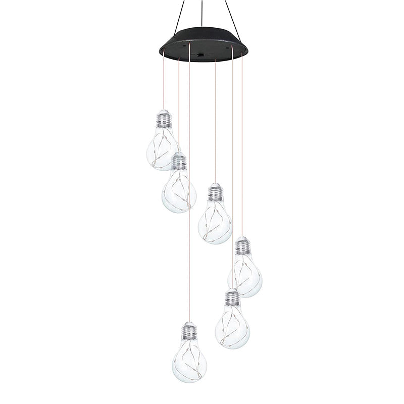 Färgglada LED-solcellsdrivna vindspel med glödlampa