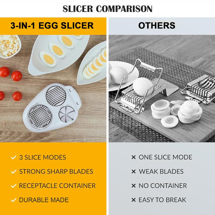 🔥Ny 3-i-1 Multifunktionell grönsaksskärare Fancy Split Egg Slicer Egg Slicing and Dividing