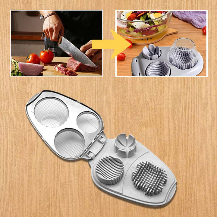 🔥Ny 3-i-1 Multifunktionell grönsaksskärare Fancy Split Egg Slicer Egg Slicing and Dividing